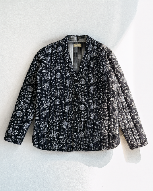 Midnight Petals Quilted Jacket