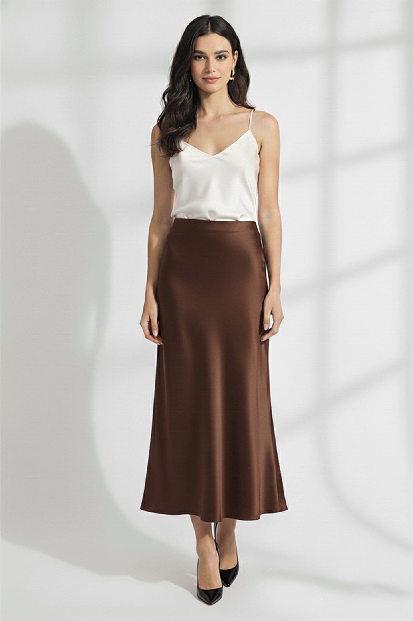 Cocoa Satin Skirt