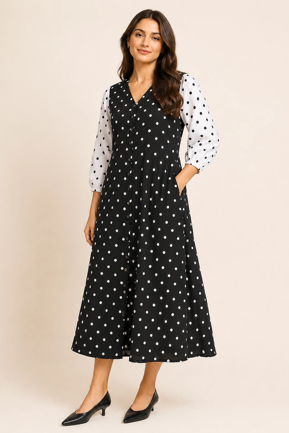 Montclair V-Neck Button-Down Midi Dress