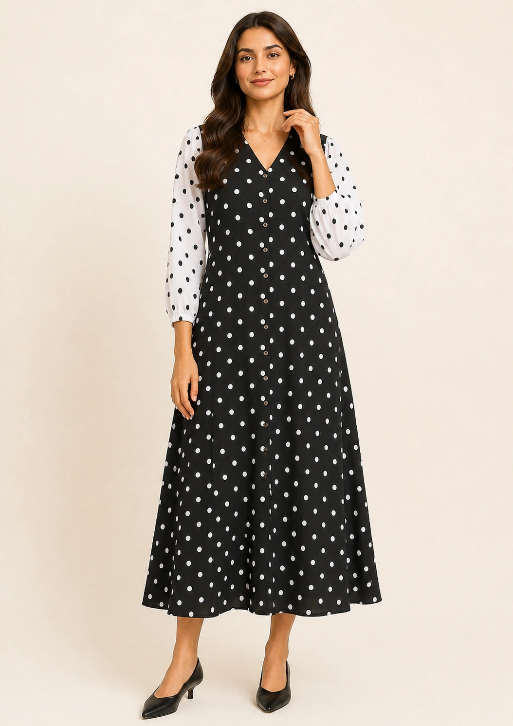 Montclair V-Neck Button-Down Midi Dress