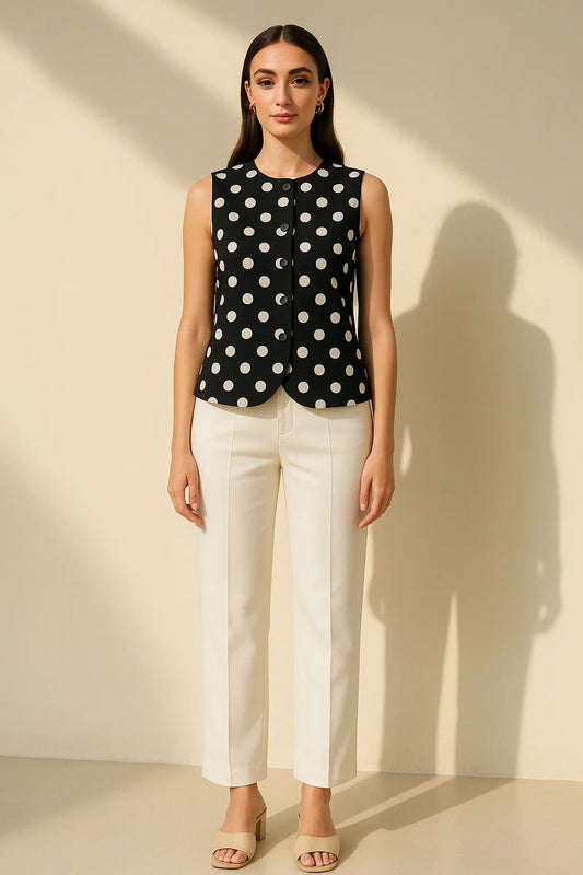 Onyx Polka Vest Top