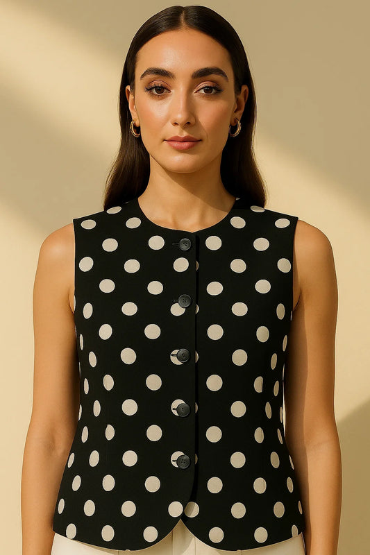 Onyx Polka Vest Top