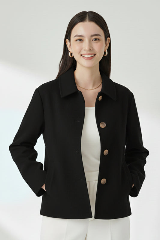 Felt Short Coat- Black