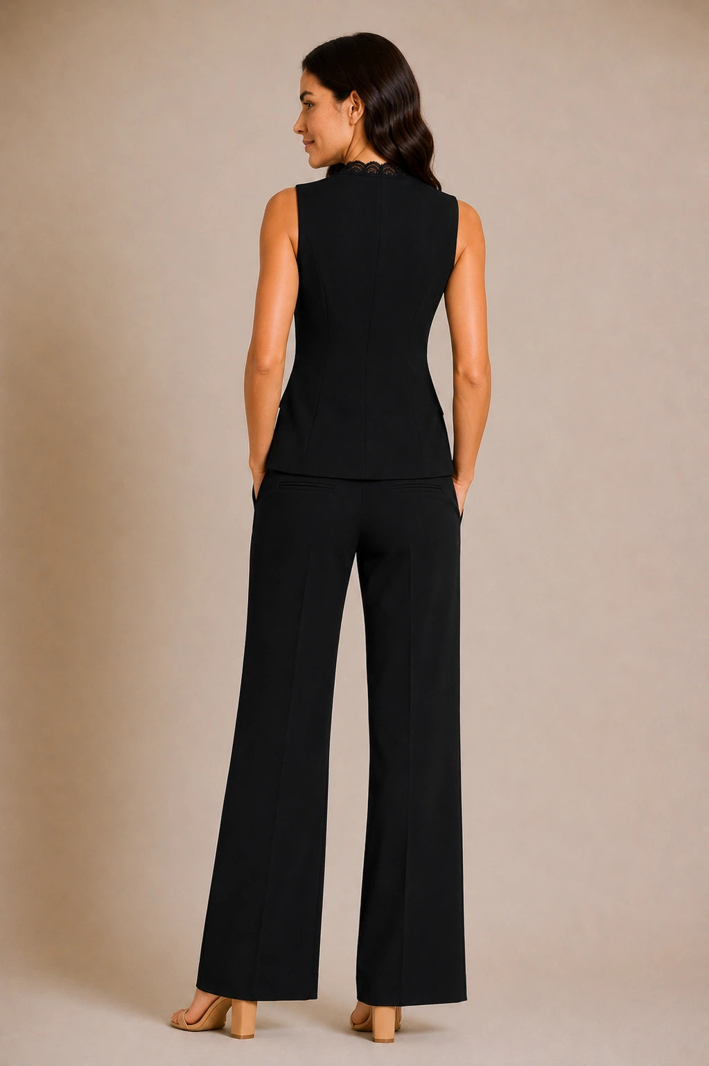 Black Flare-Leg Trousers for Women