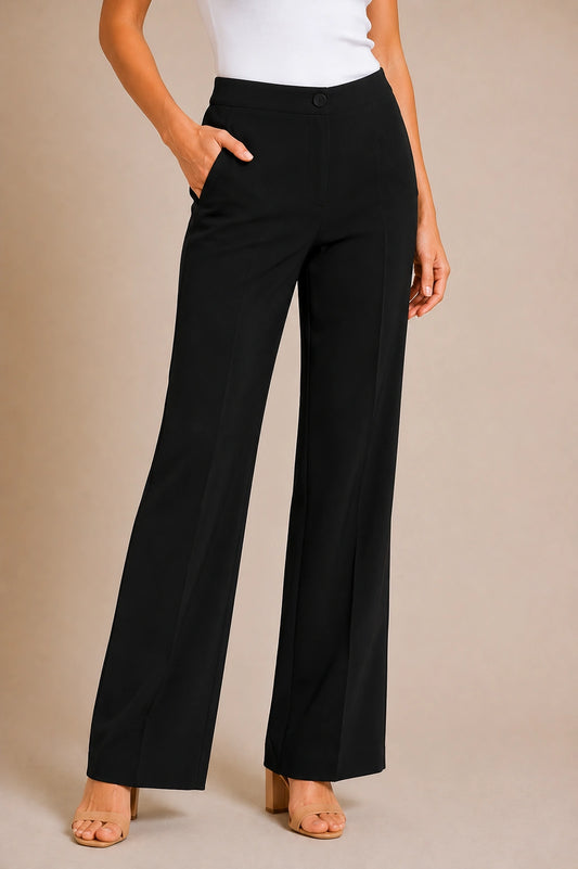 Black Flare-Leg Trousers for Women