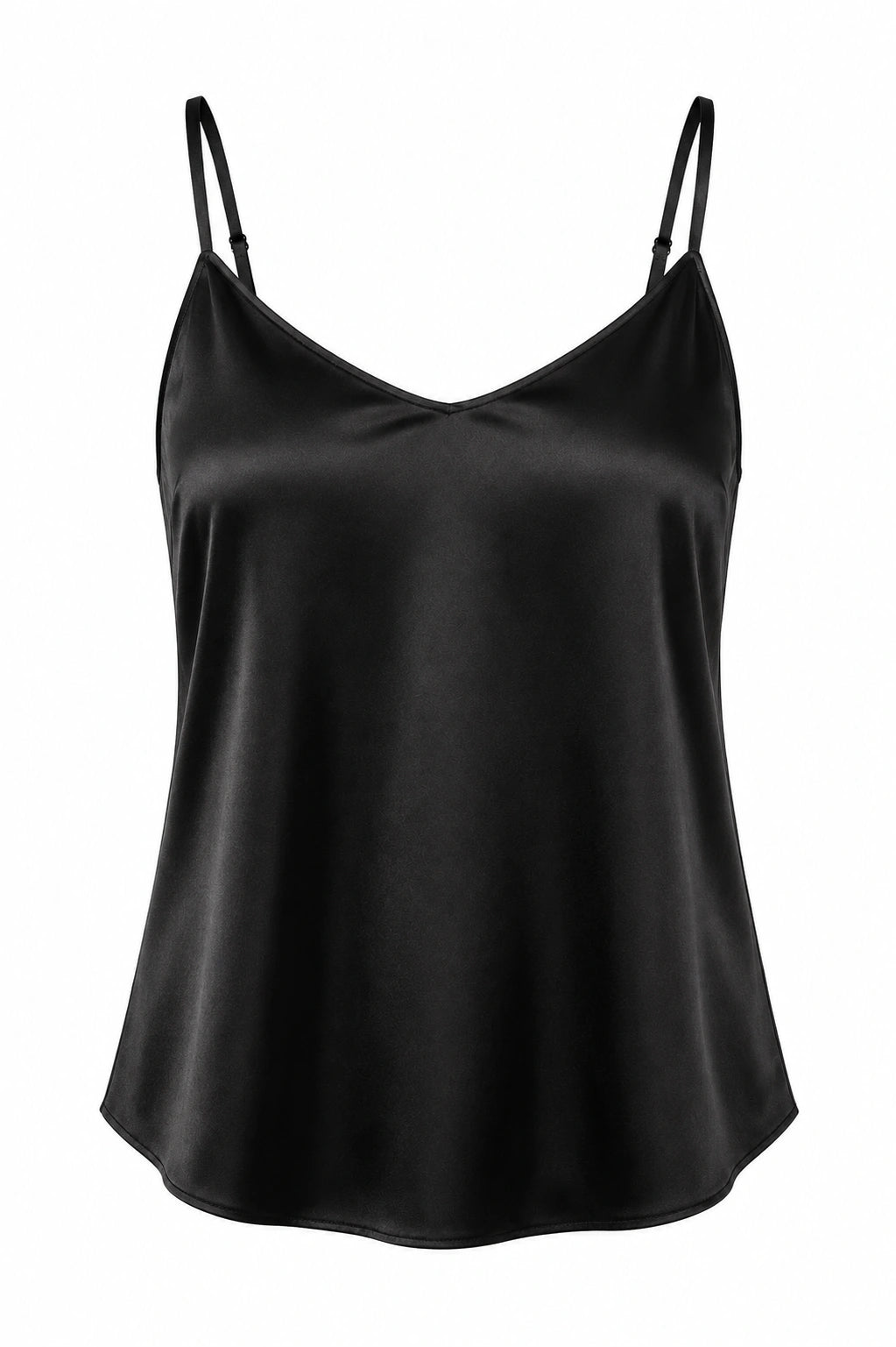 Satin Spaghetti Strap Top - Black
