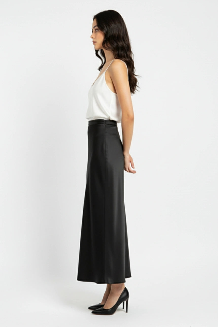 Black Satin Skirt