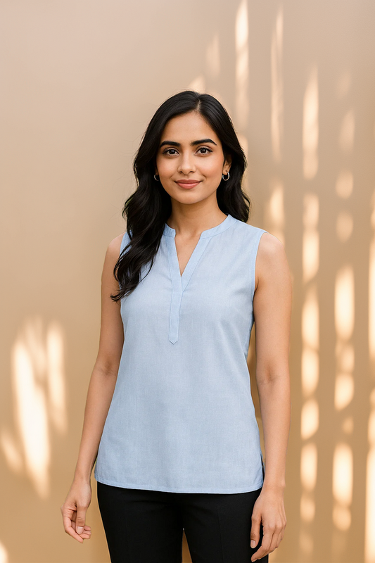 Kéya Sleeveless Top- Pastel Blue