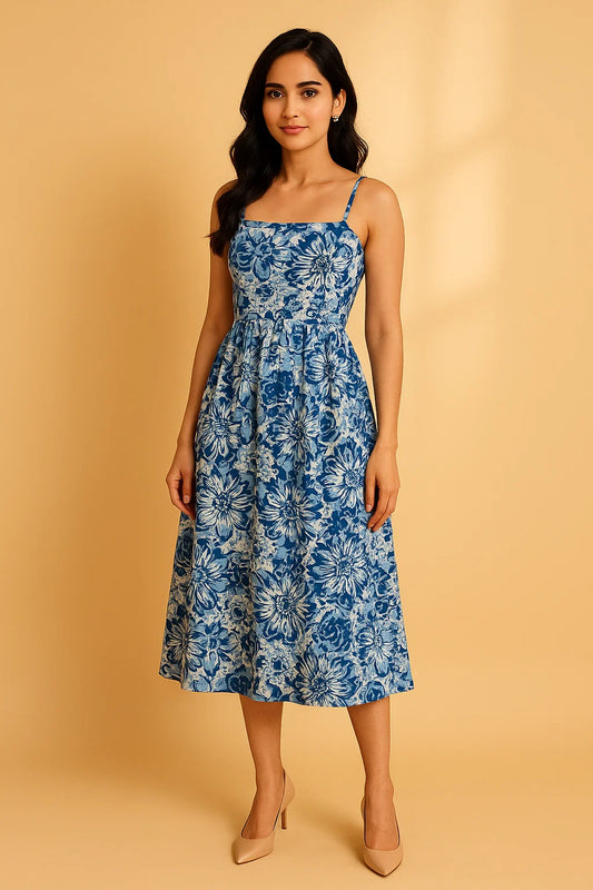 Floré Bleu Midi Dress