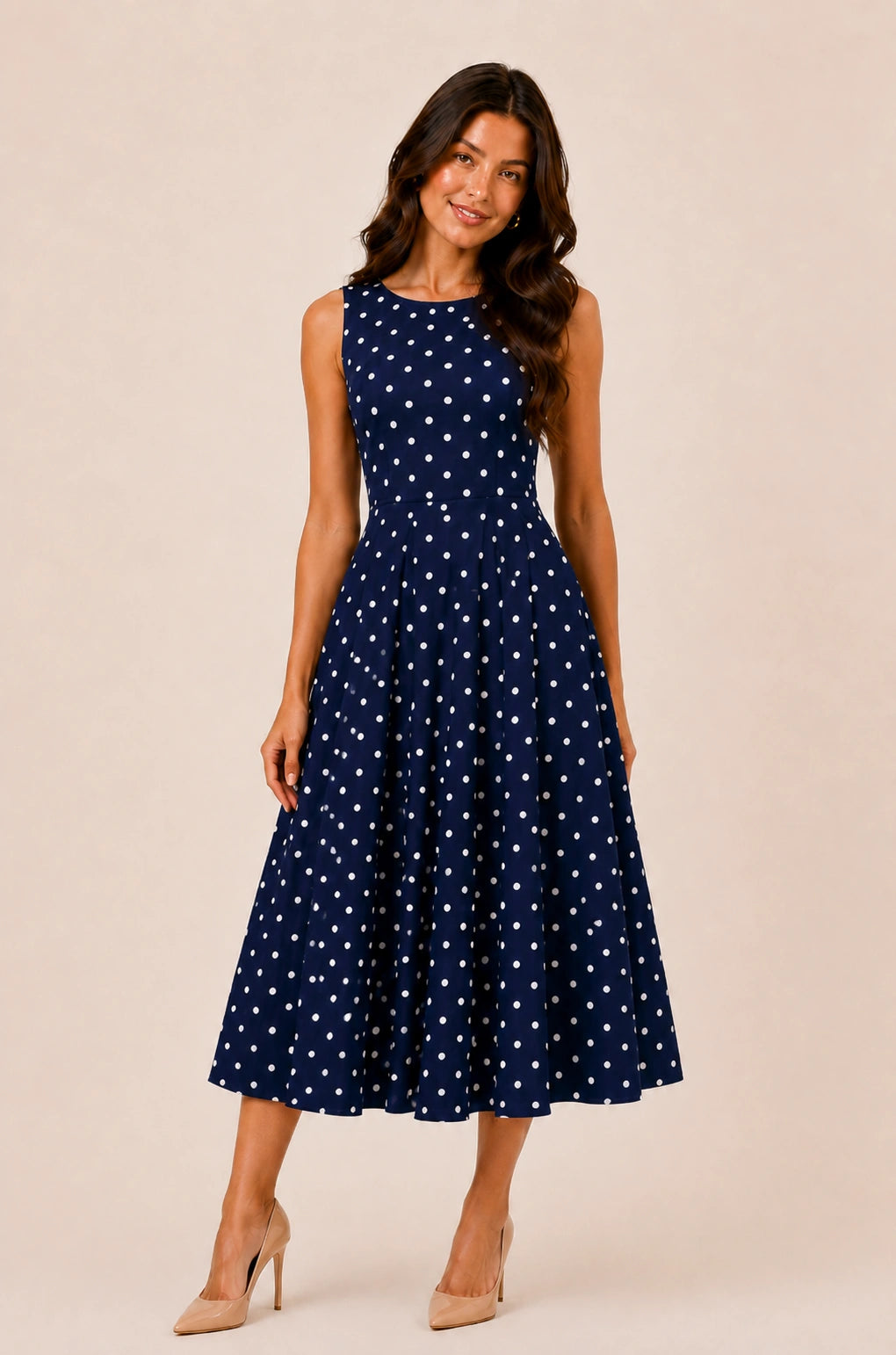 Midnight Polka Midi Dress