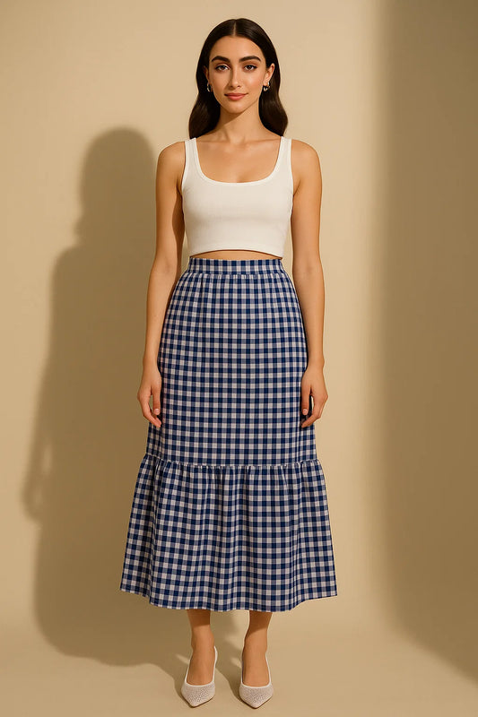 Blue Azurette Midi Skirt