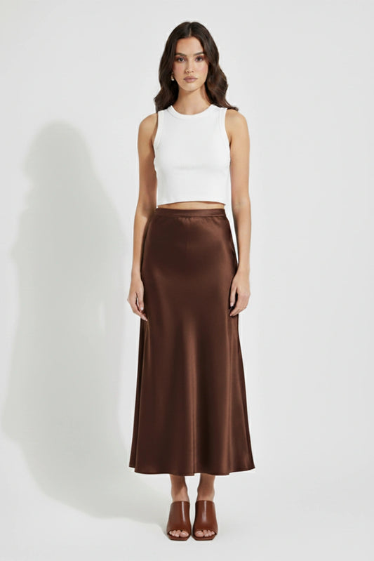 Cocoa Satin Skirt