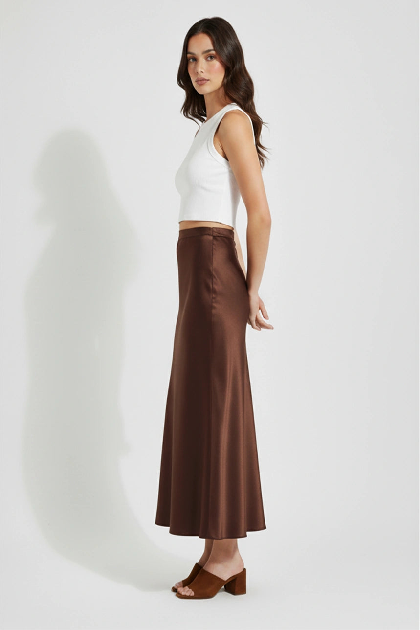 Cocoa Satin Skirt