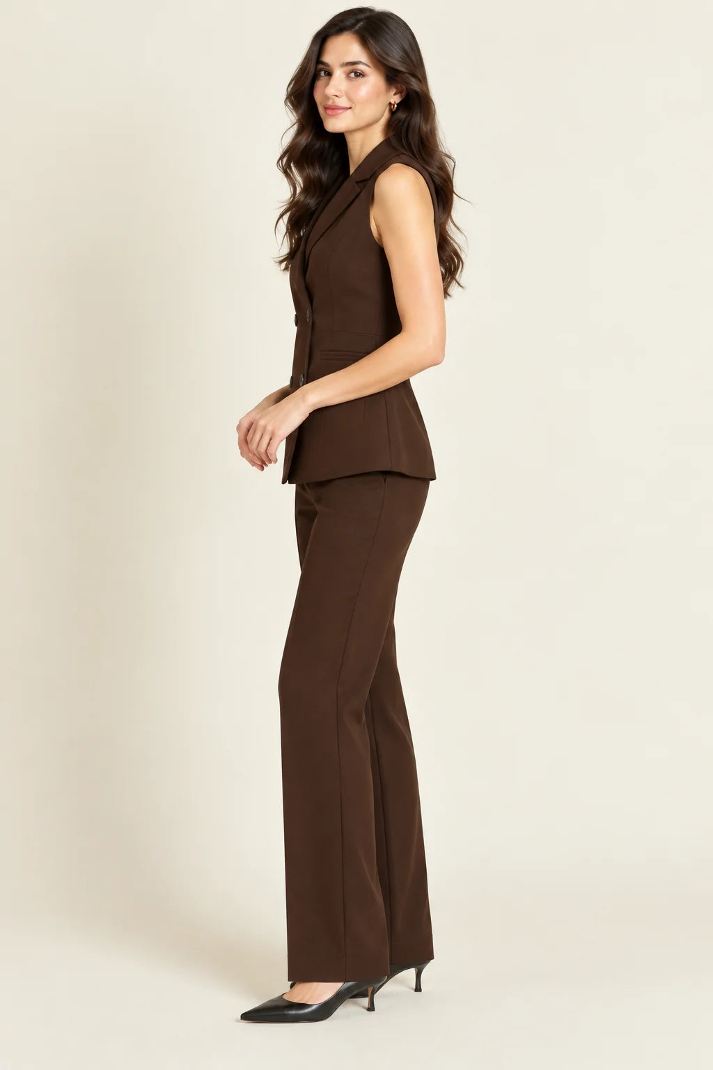 Ciela Brown Sleeveless Blazer