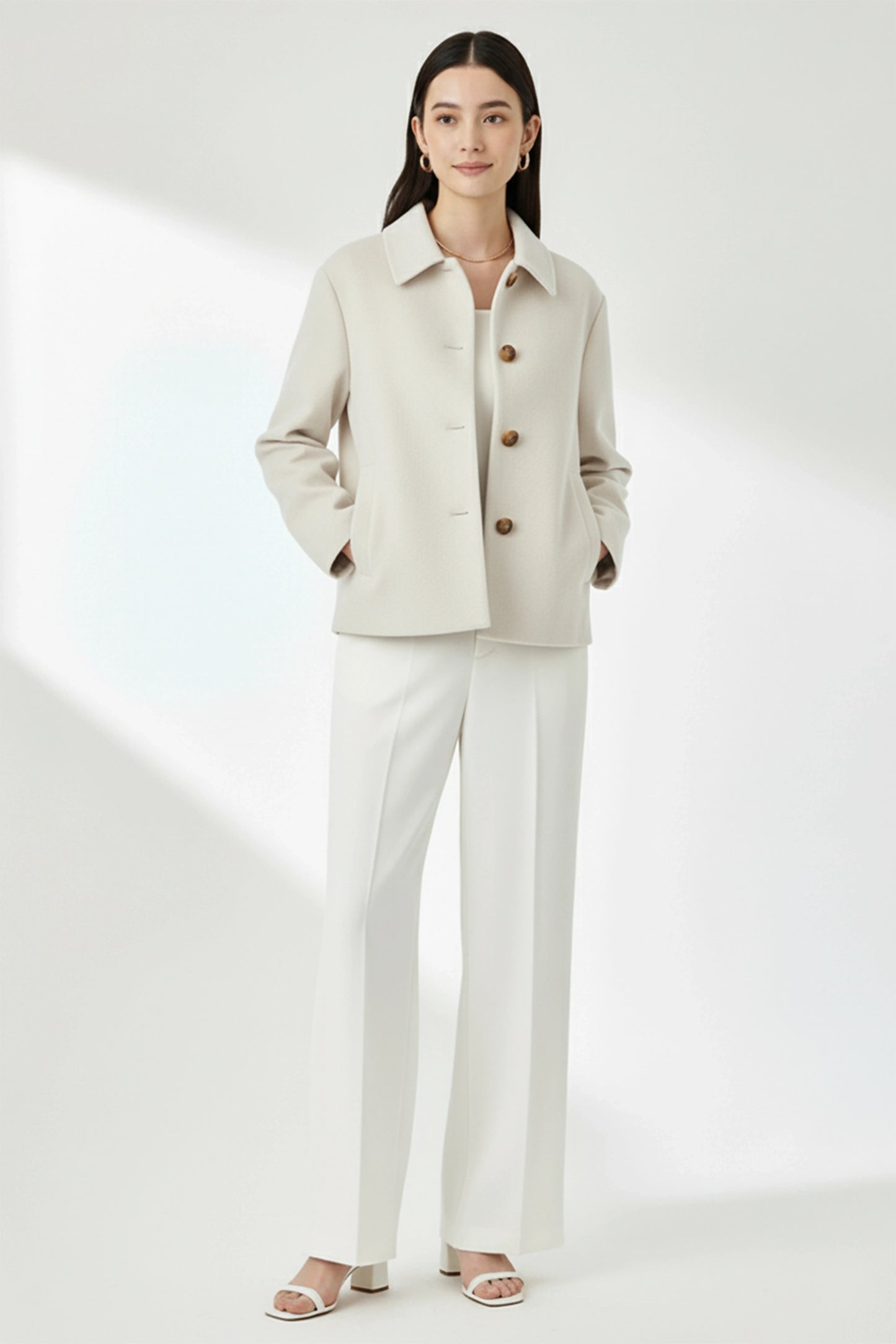 Felt Short Coat- Ivory