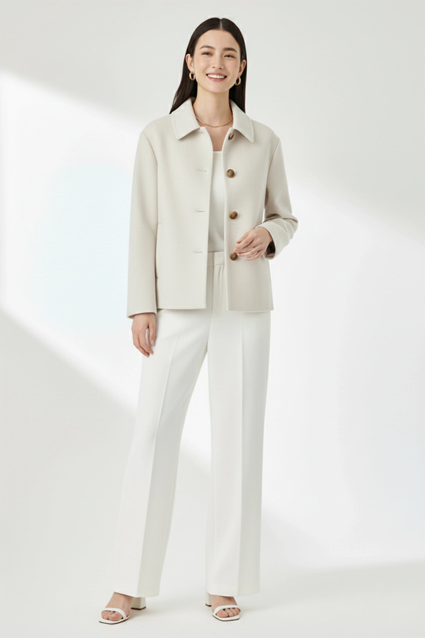 Felt Short Coat- Ivory