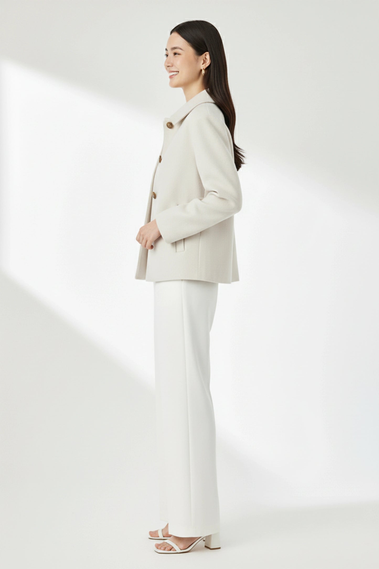 Felt Short Coat- Ivory