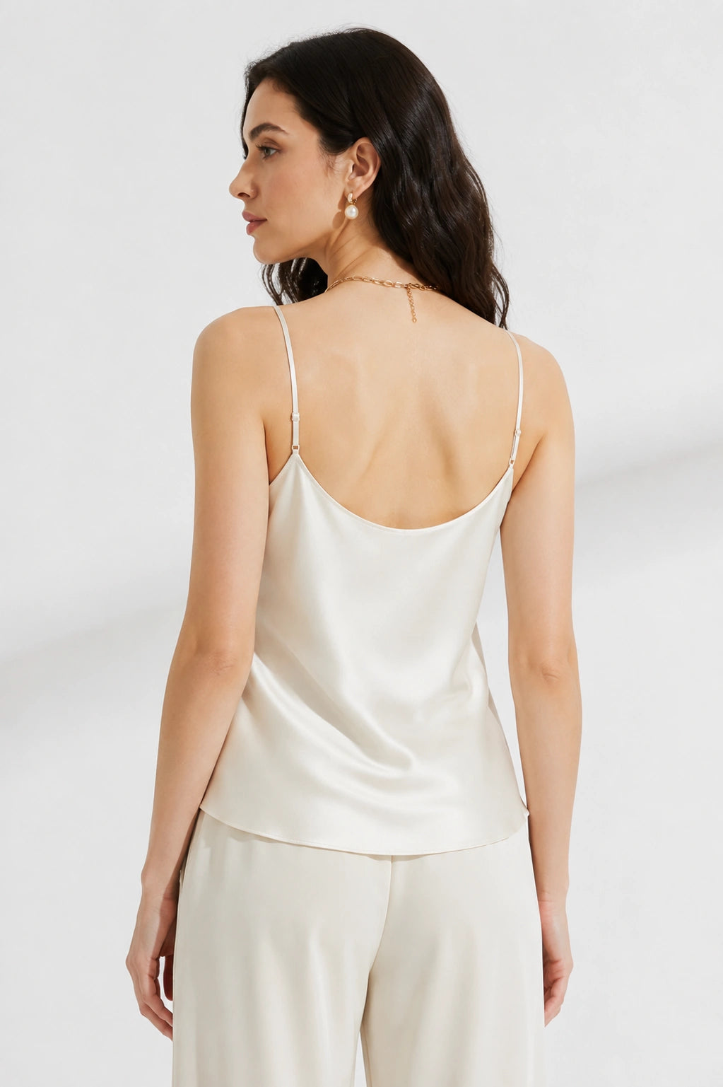 Satin Spaghetti Strap Top - Ivory