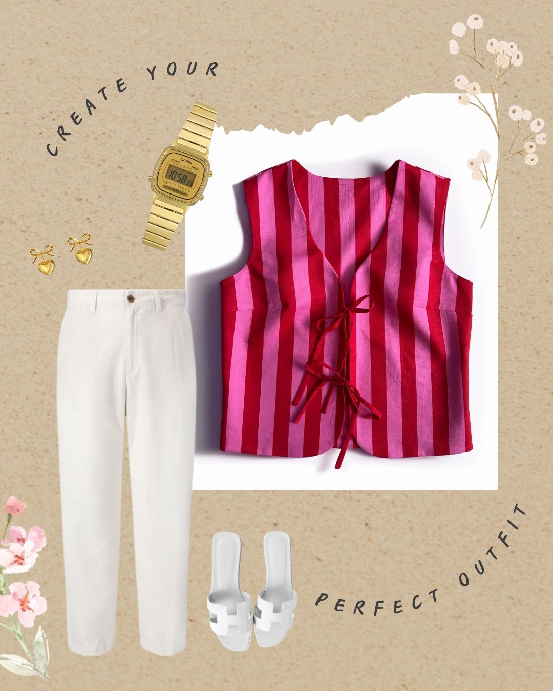 Pink Stripes Vest Top