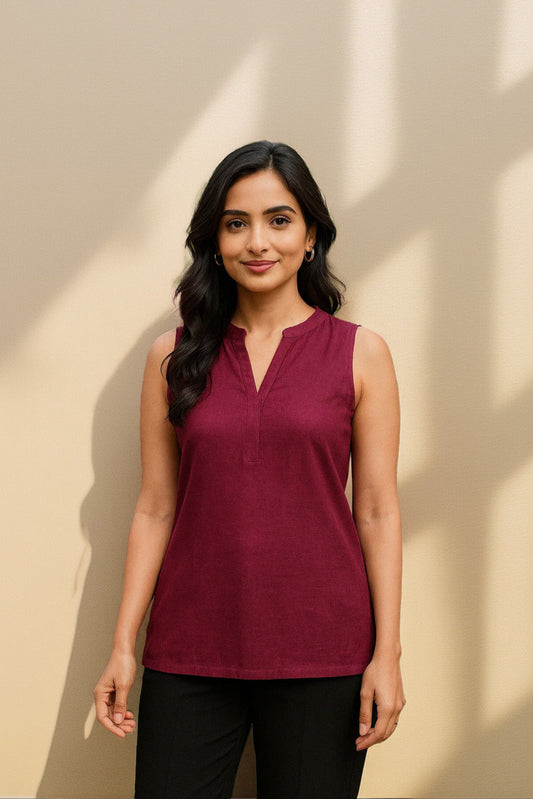 Kéya Sleeveless Top- Maroon