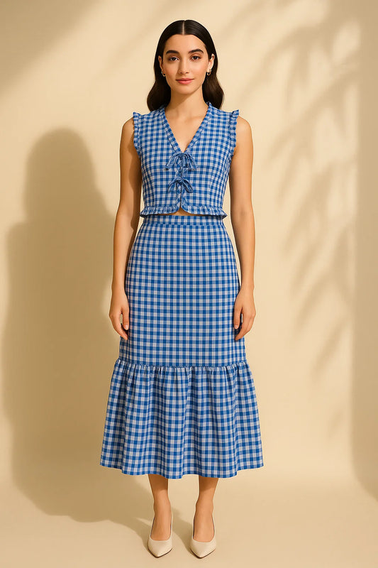 Celeste Co-Ord Set - Blue Checks