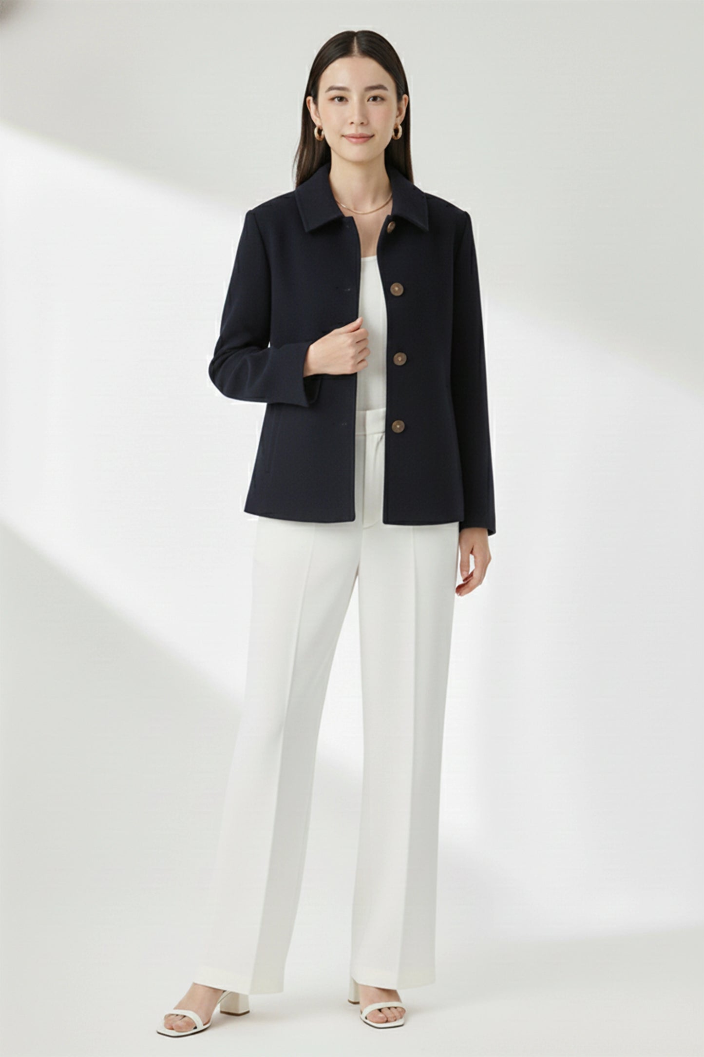 Felt Short Coat- Navy