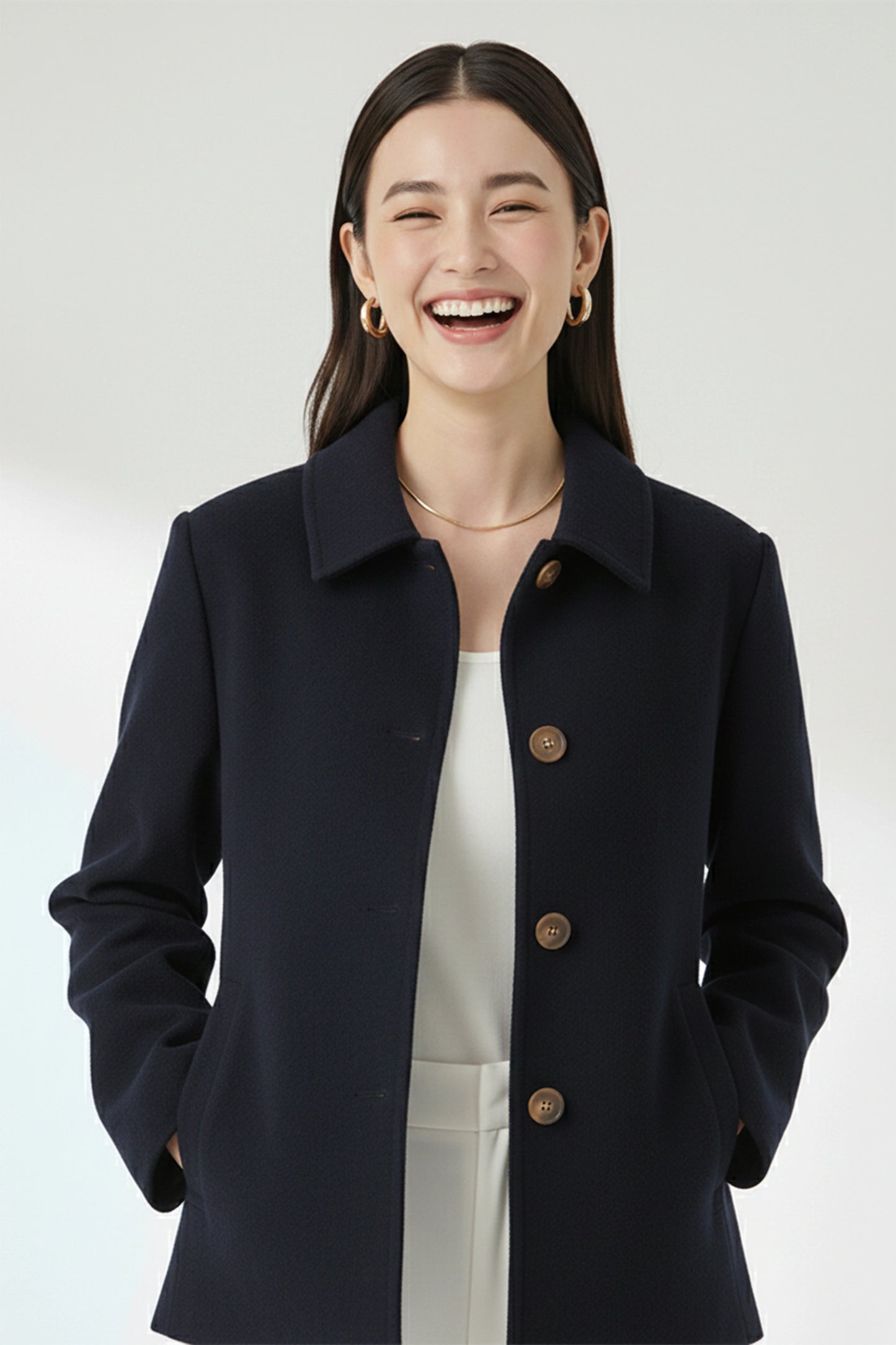 Felt Short Coat- Navy