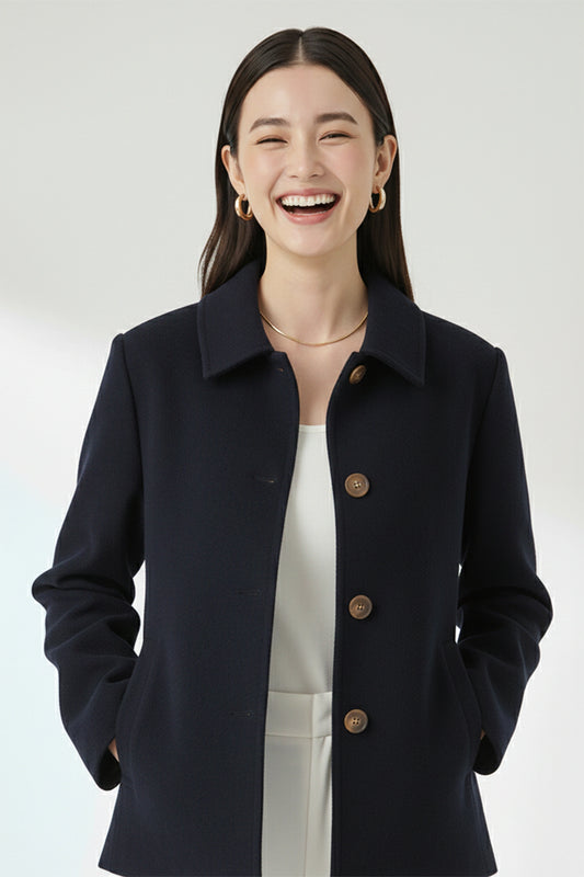 Felt Short Coat- Navy