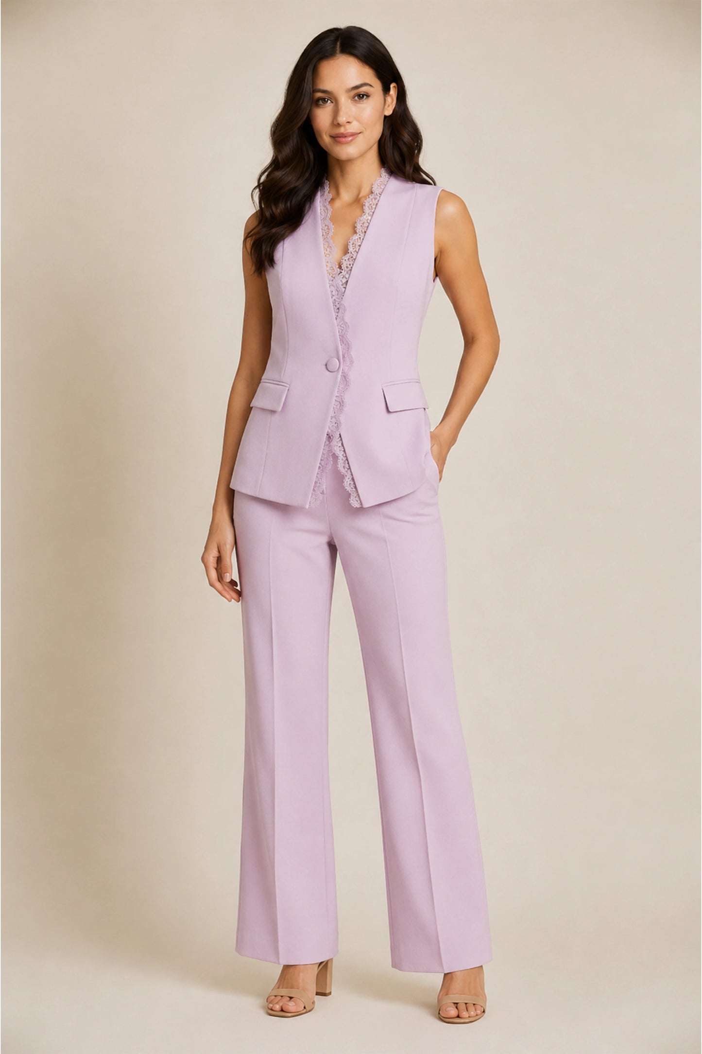 Lilac Flare-Leg Trousers for Women