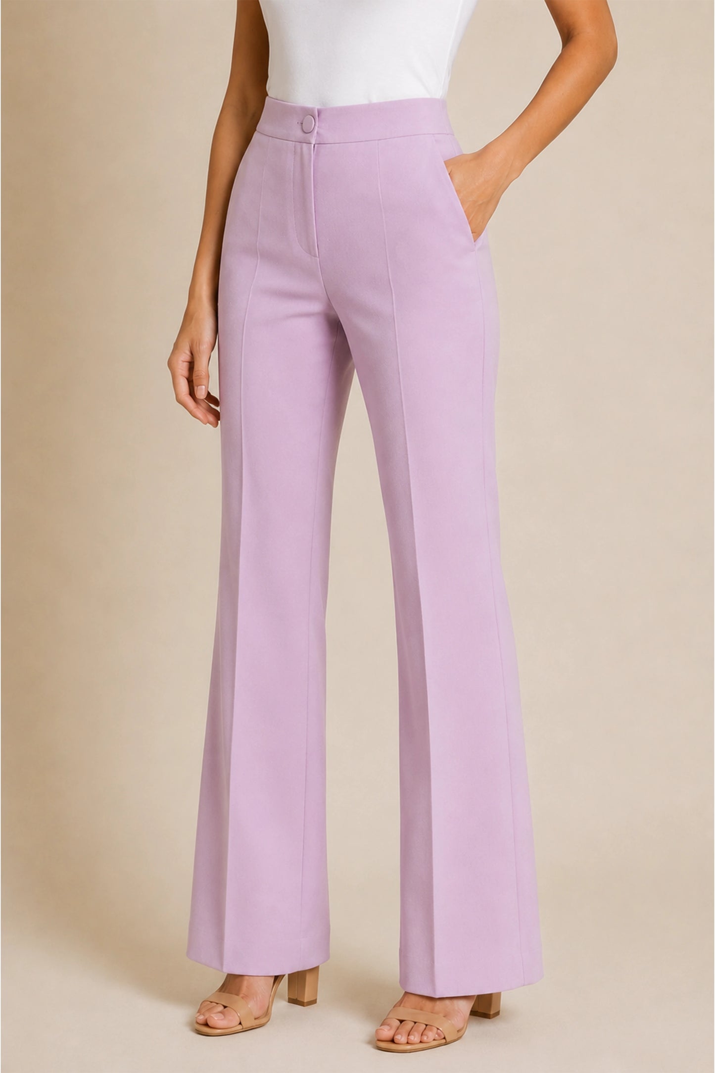 Lilac Flare-Leg Trousers for Women