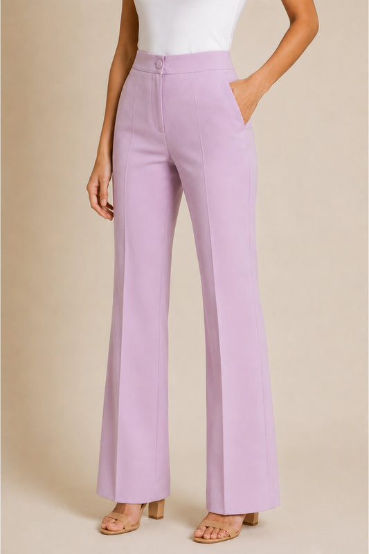 Lilac Flare-Leg Trousers for Women