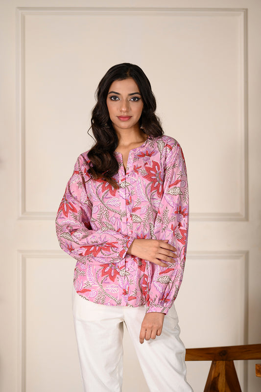 Pink power Balloon Sleeve Top
