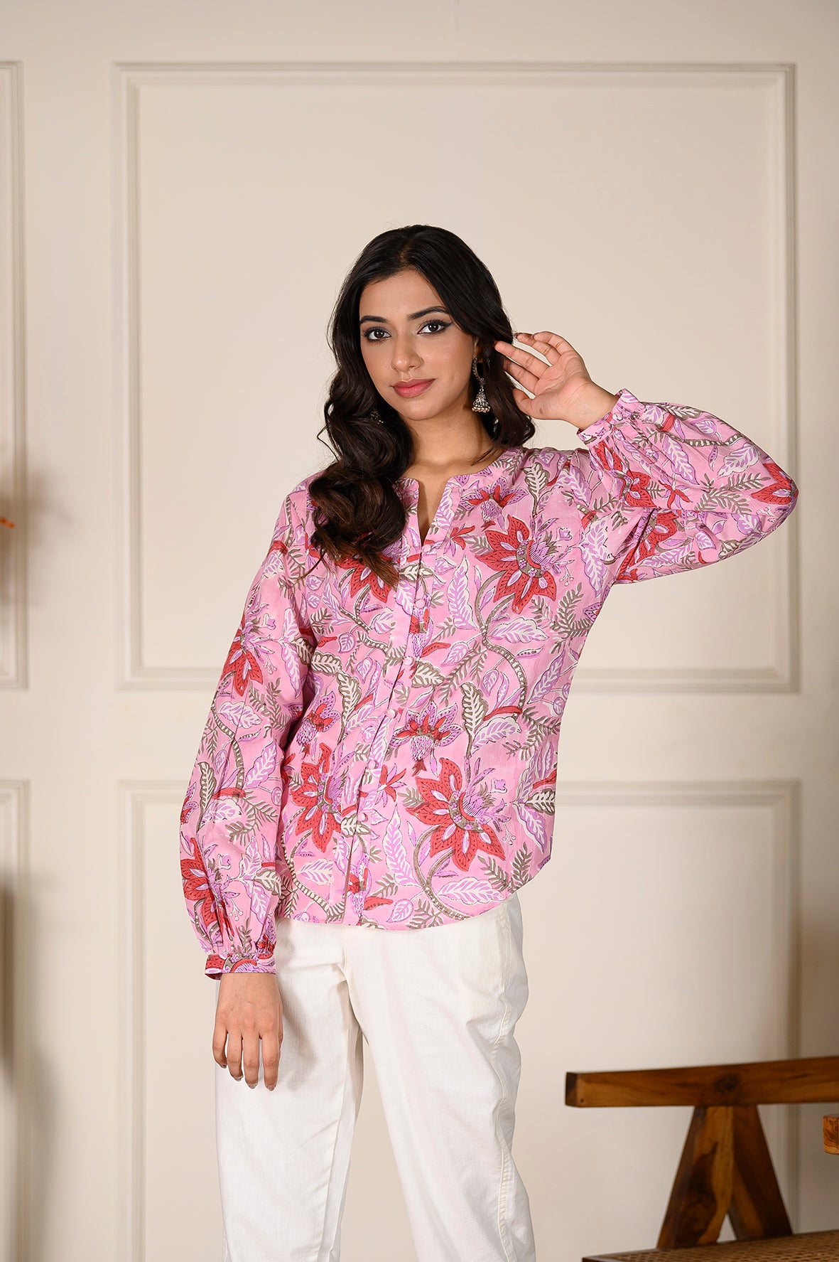 Pink power Balloon Sleeve Top