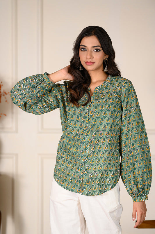 Garden Booti Balloon Sleeve Top