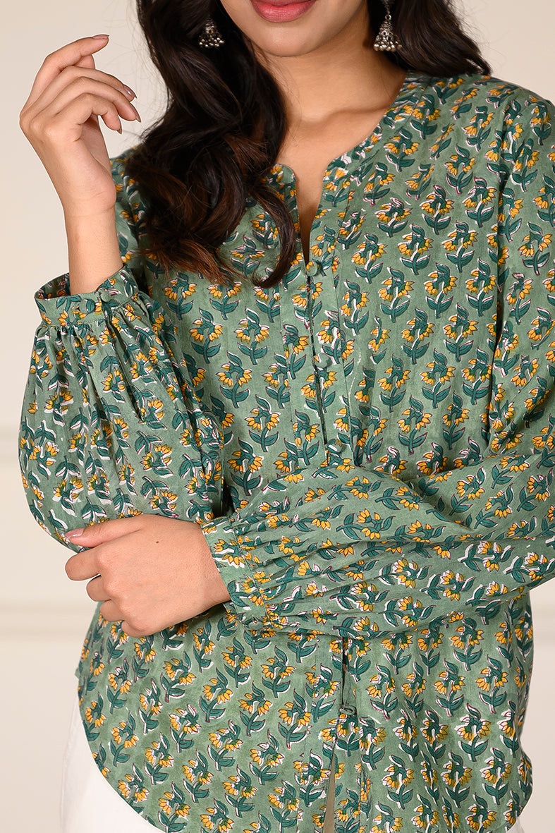 Garden Booti Balloon Sleeve Top