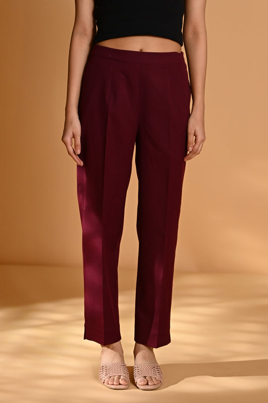Elan Straight Fit Trouser- Maroon