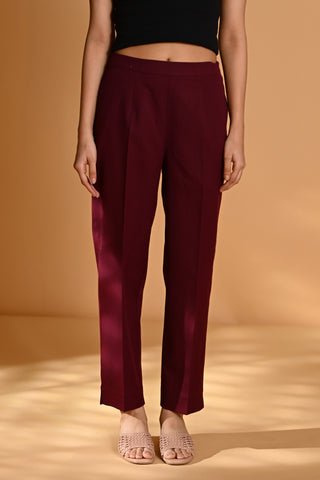 Elan Straight Fit Trouser- Maroon
