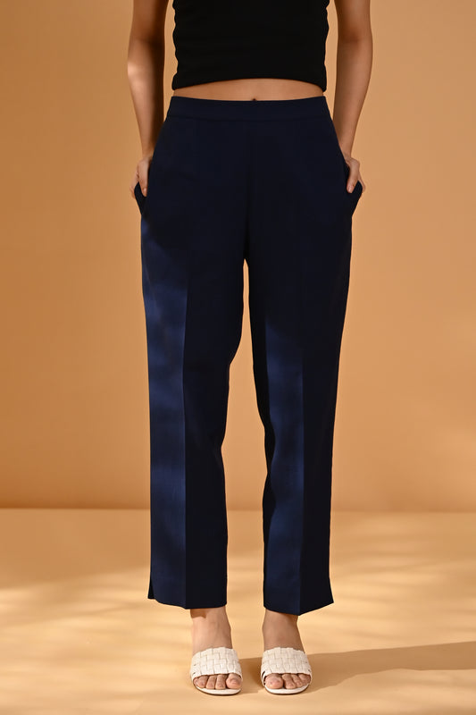 Elan Straight Fit Trouser- Navy Blue