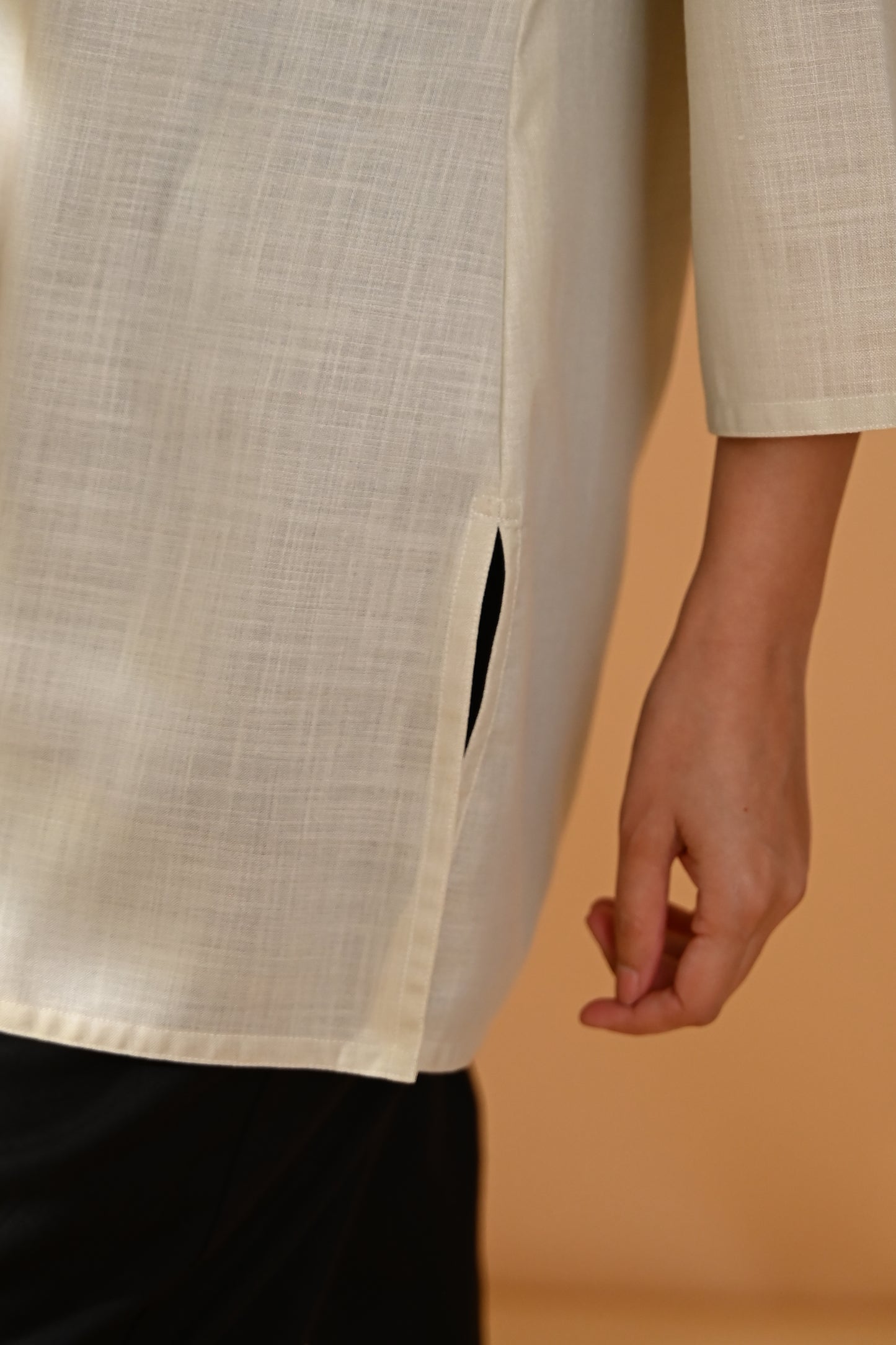 Elira Short Cotton Kurta- Beige