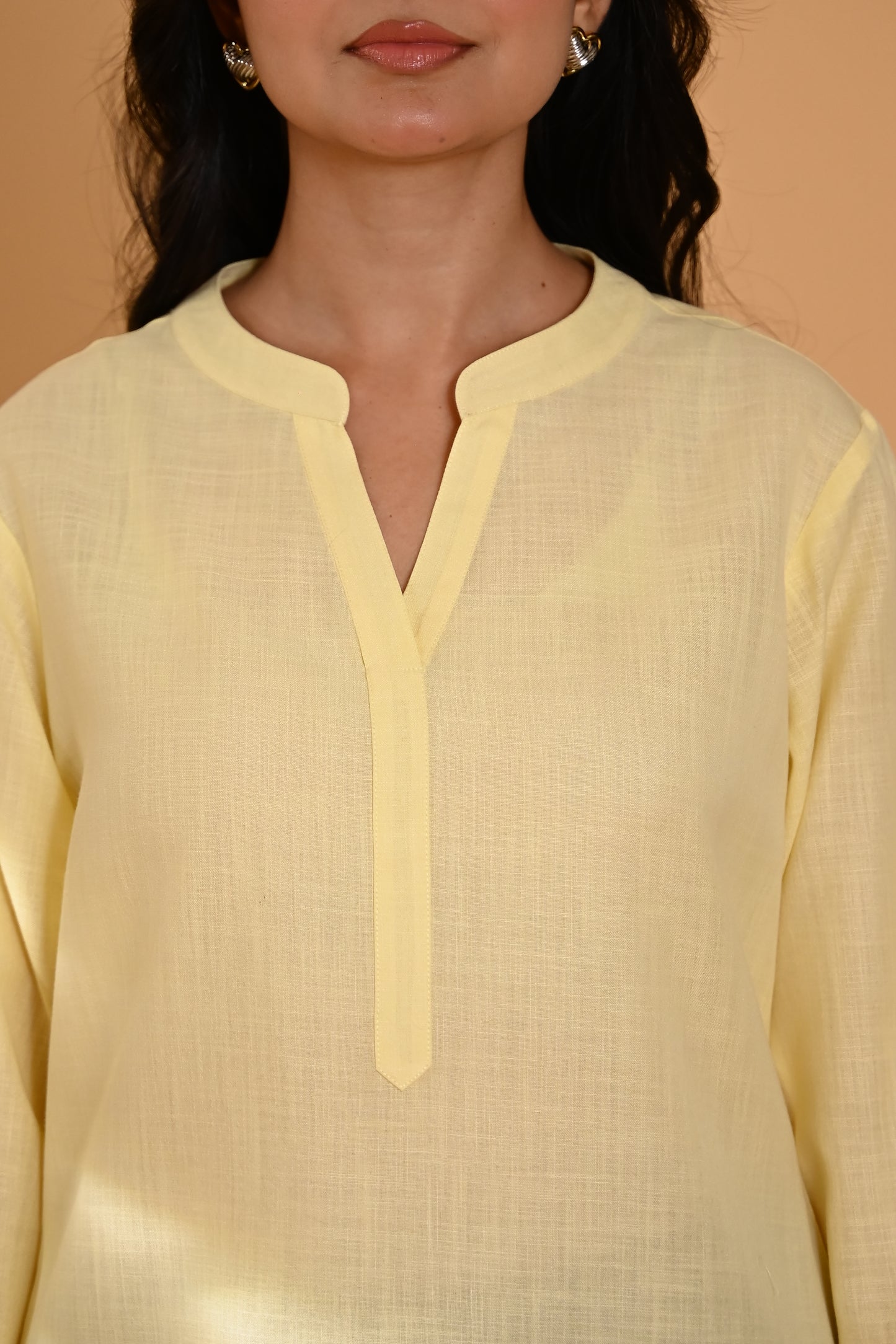 Elira Short Cotton Kurta- Pastel Yellow