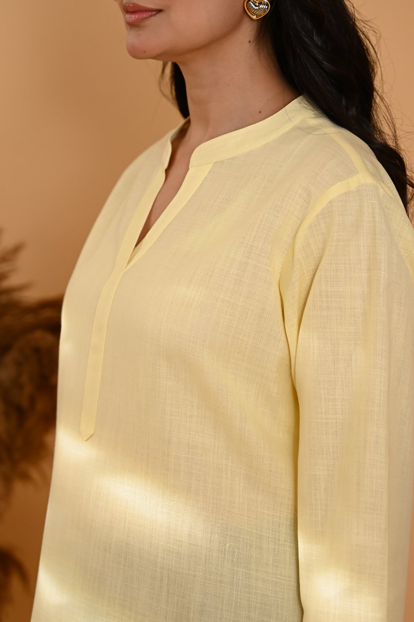 Elira Short Cotton Kurta- Pastel Yellow