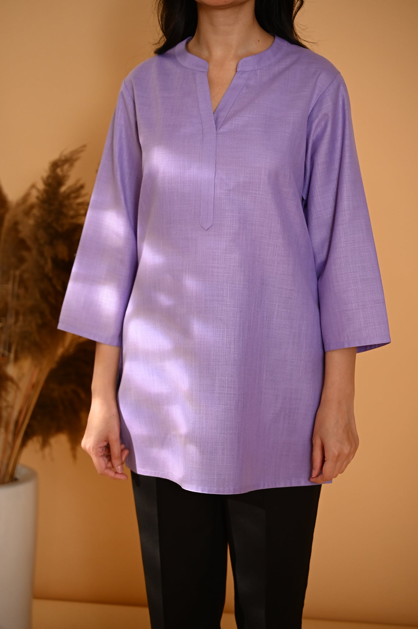 Elira Short Cotton Kurta- Purple