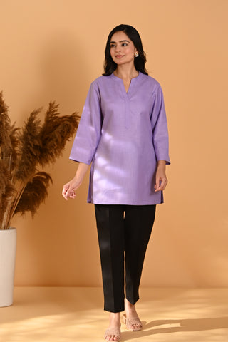 Elira Short Cotton Kurta- Purple