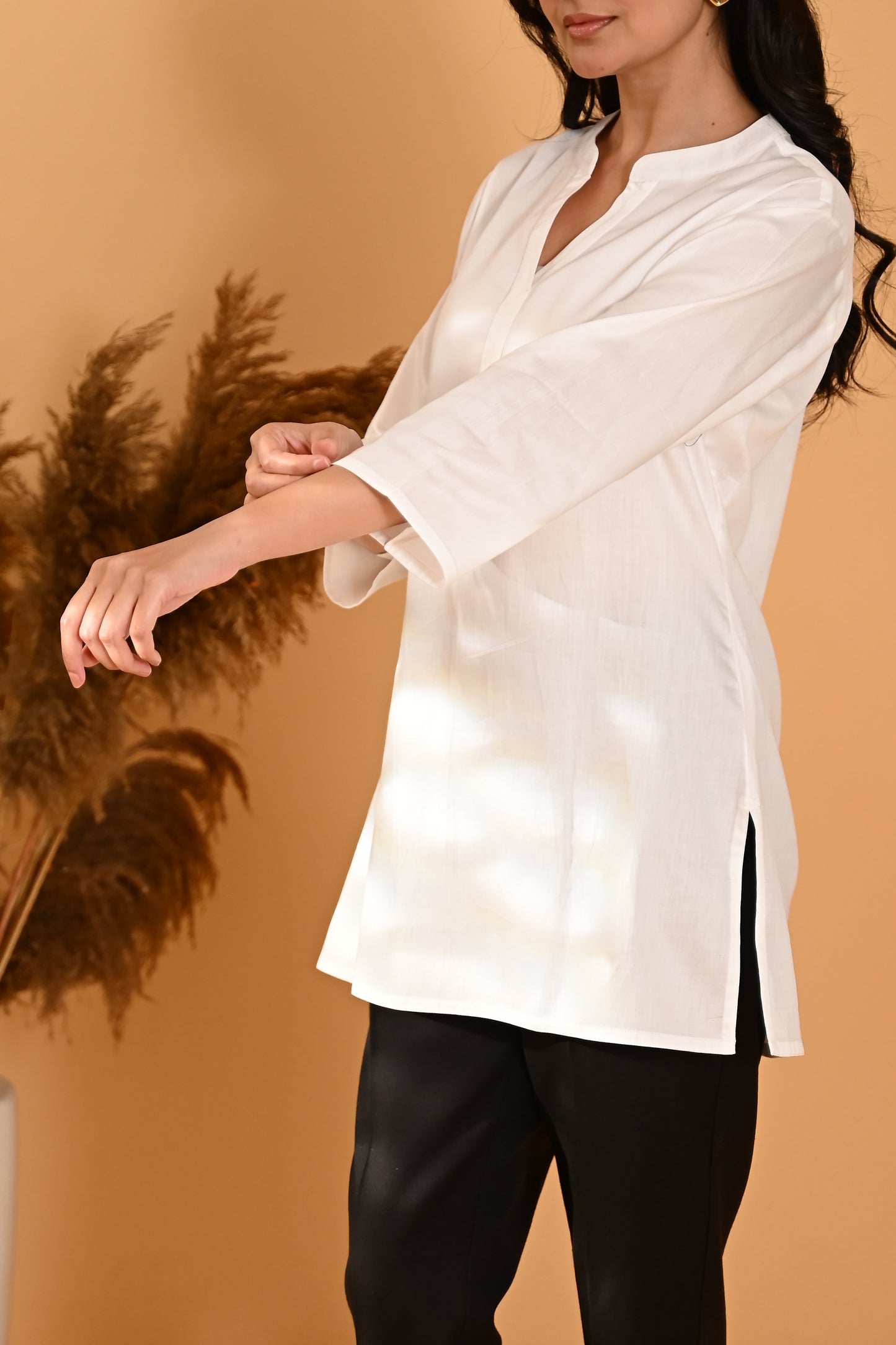 Elira Short Cotton Kurta- White