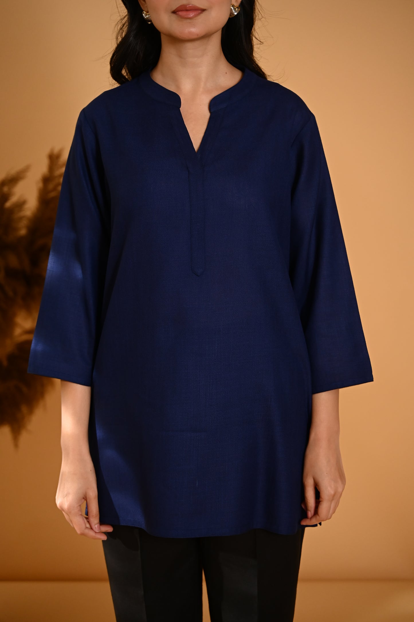 Elira Short Cotton Kurta- Navy Blue