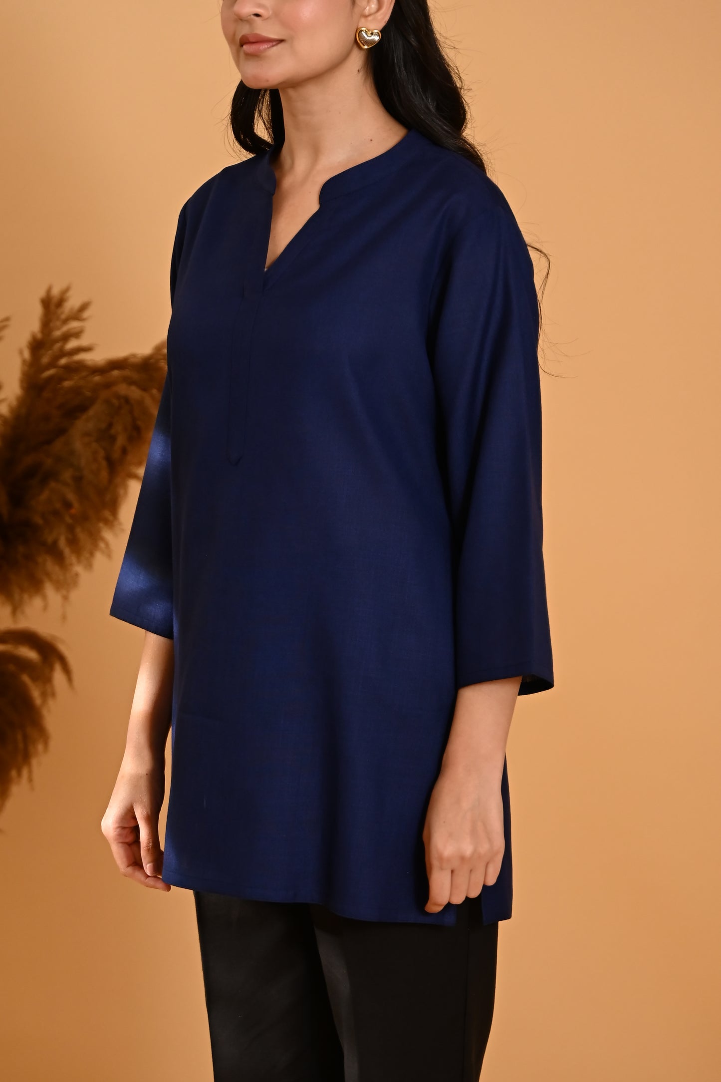 Elira Short Cotton Kurta- Navy Blue