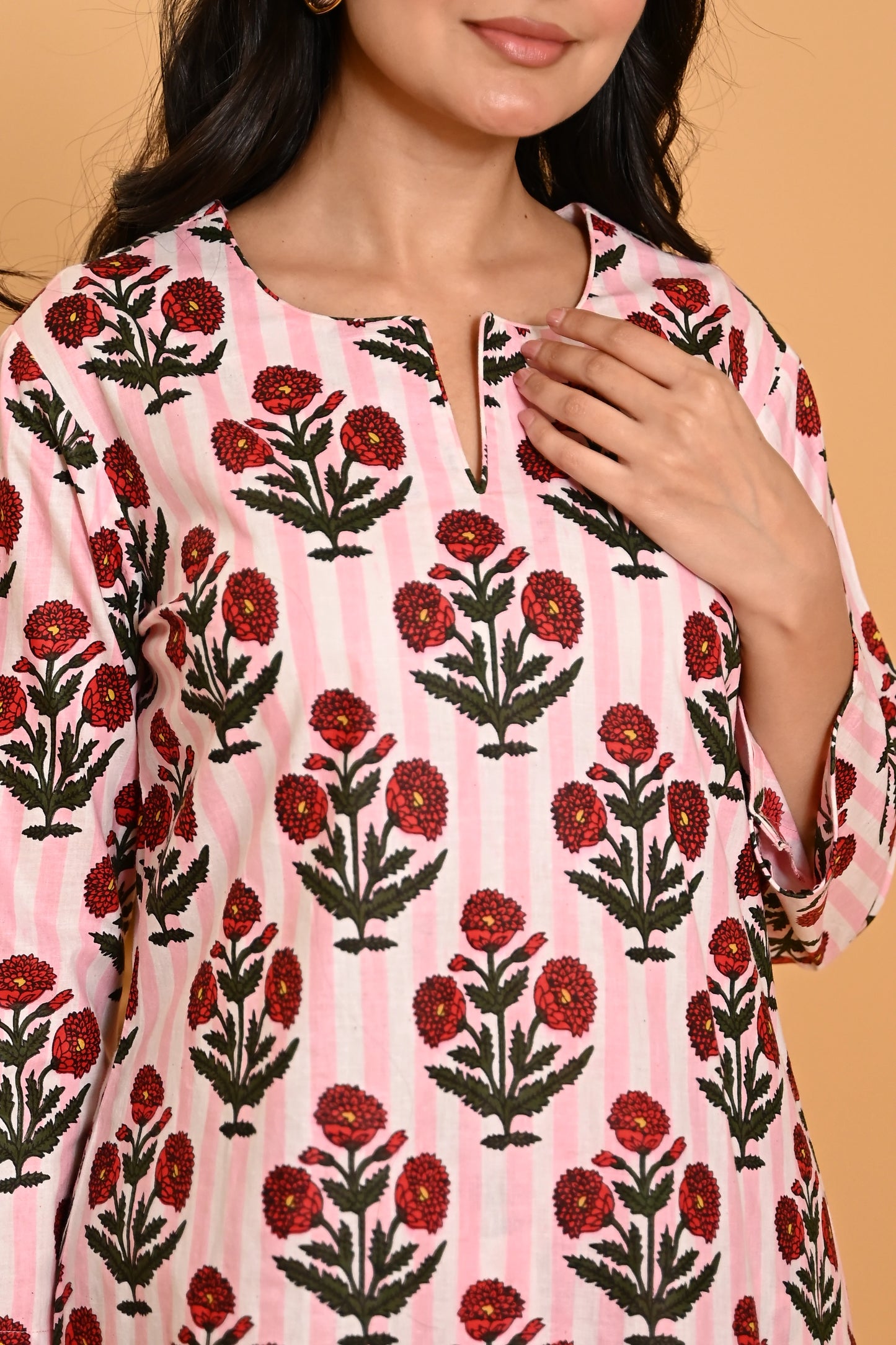 Pink Striped Night Suit