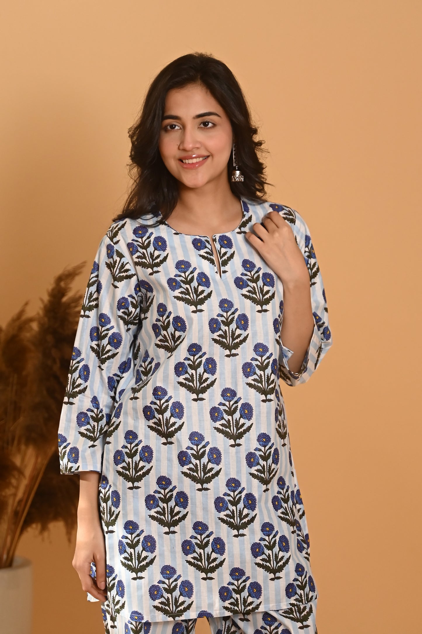 Blue Striped Night Suit