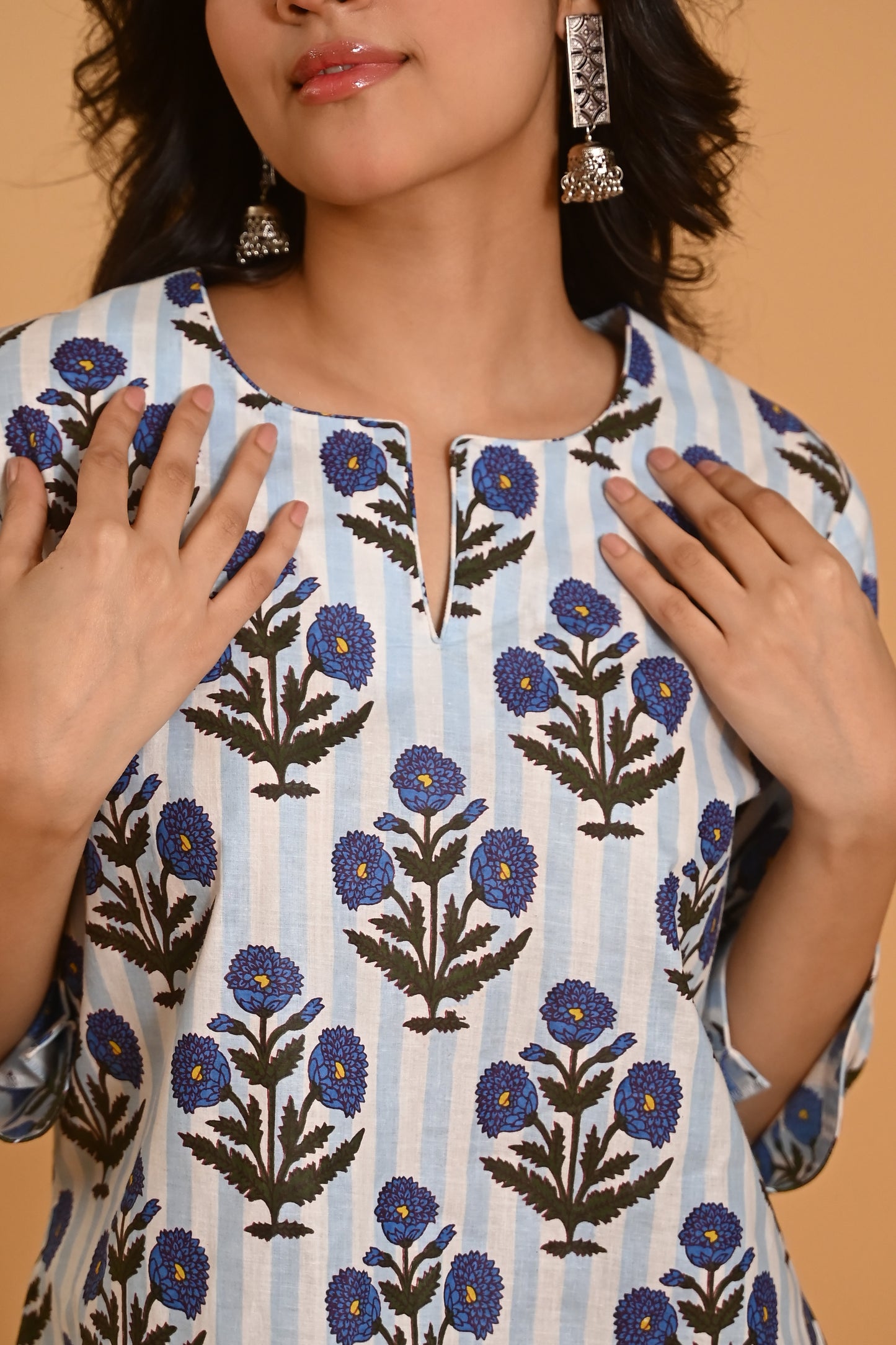Blue Striped Night Suit
