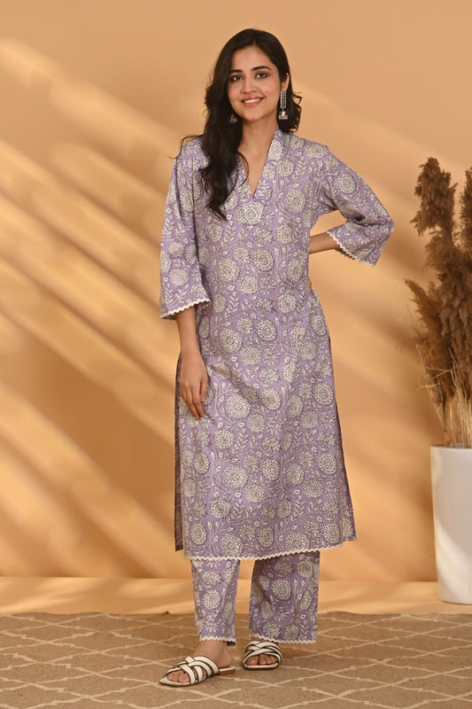 Iraāvi Kurta Pant Set - Lavender